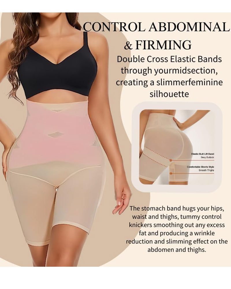 Seralyne – Mesh High-Waist Shapewear Shorts