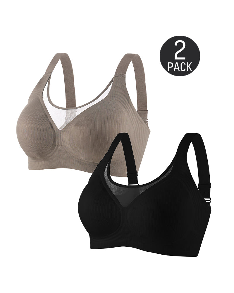Sylvianne – V-Neck Wireless Lace Push-Up Bra