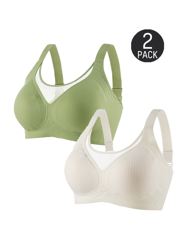 Sylvianne – V-Neck Wireless Lace Push-Up Bra