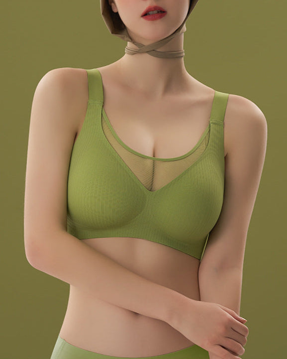 Sylvianne – V-Neck Wireless Lace Push-Up Bra