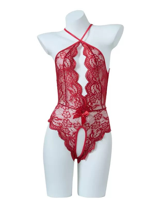 Zyrelith – Lace Open-Crotch Pajama Set with Heart Detail