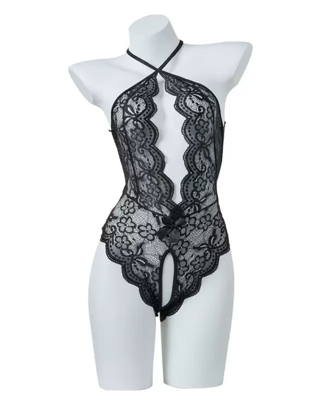 Zyrelith – Lace Open-Crotch Pajama Set with Heart Detail