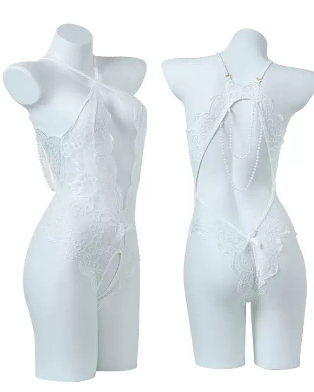 Zyrelith – Lace Open-Crotch Pajama Set with Heart Detail