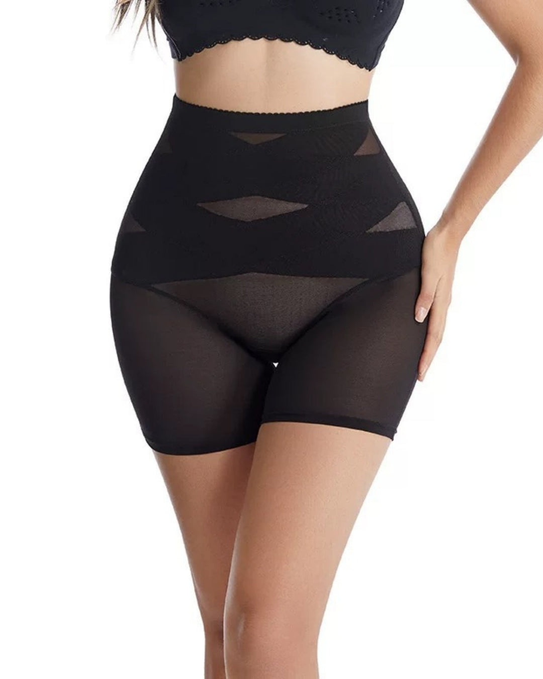 Seralyne – Mesh High-Waist Shapewear Shorts
