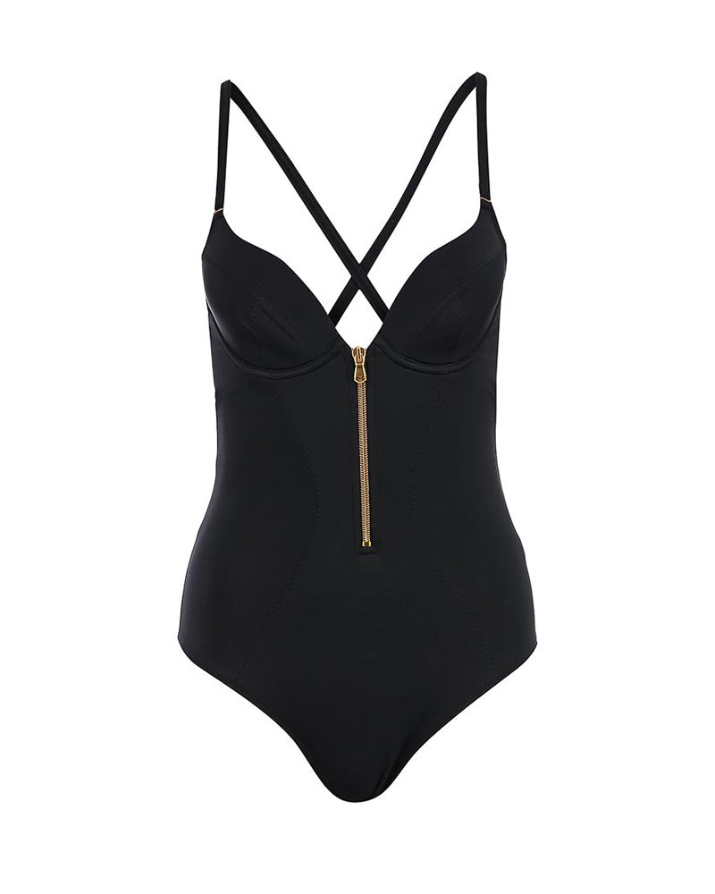 Valessiraia – Zipper Tummy Shaper Bodysuit