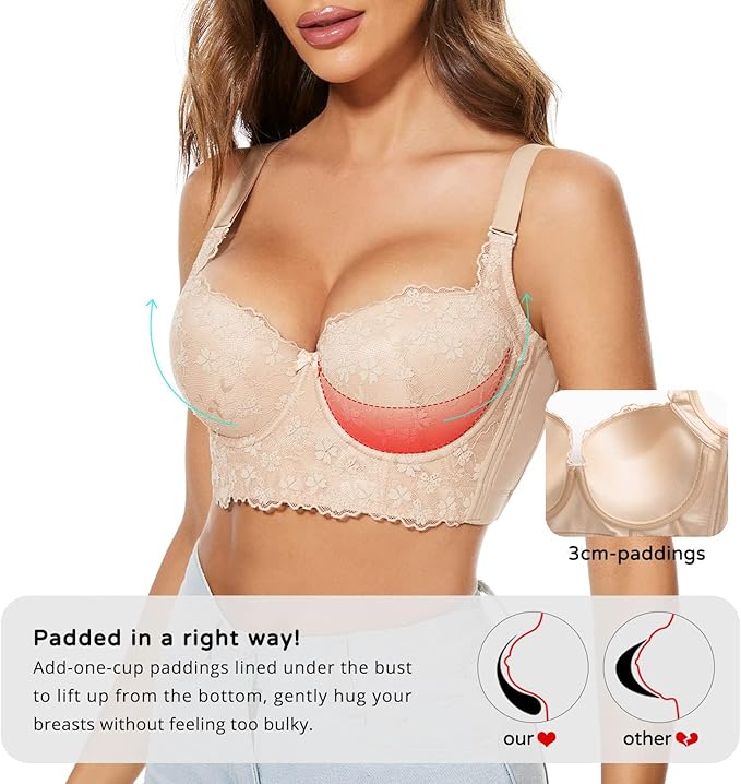 Eveloriah – Lace Longline Corset Push-Up Bra