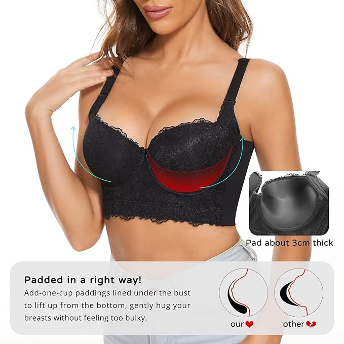 Eveloriah – Lace Longline Corset Push-Up Bra