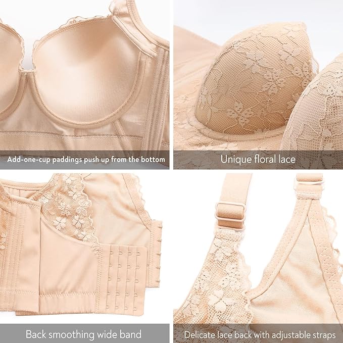 Eveloriah – Lace Longline Corset Push-Up Bra