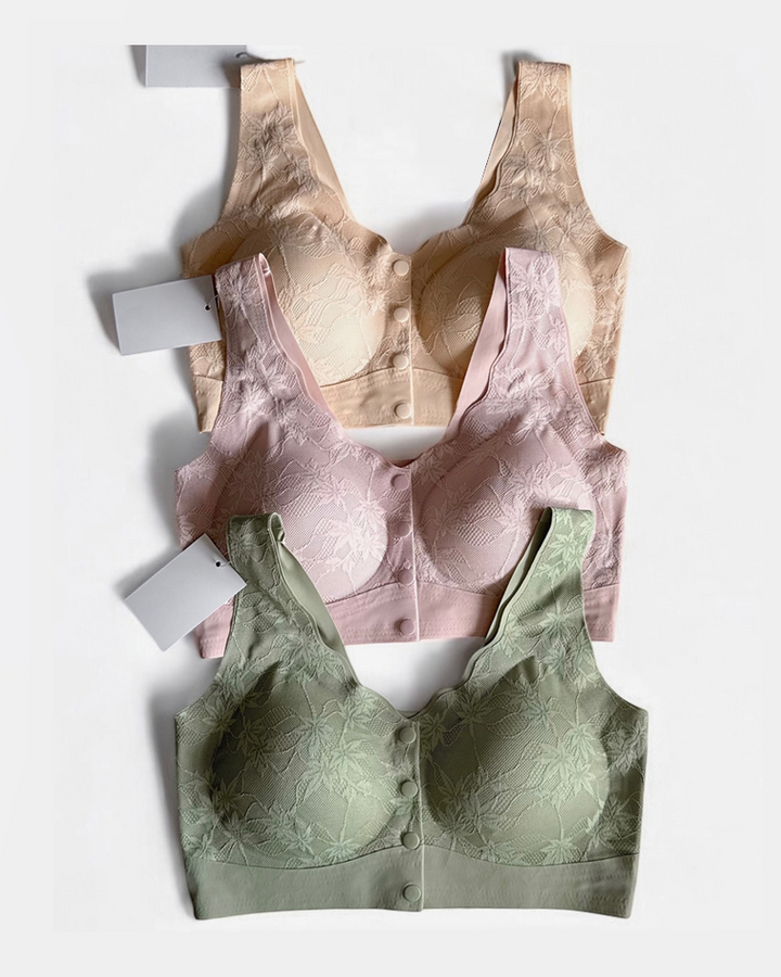Calyssandra – Front Button Lace Push-Up Bra