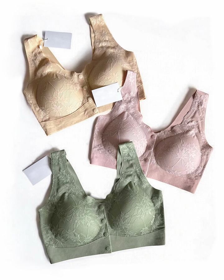 Calyssandra – Front Button Lace Push-Up Bra