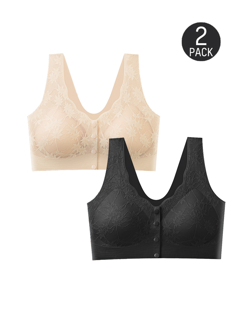 Calyssandra – Front Button Lace Push-Up Bra