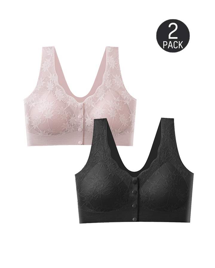 Calyssandra – Front Button Lace Push-Up Bra