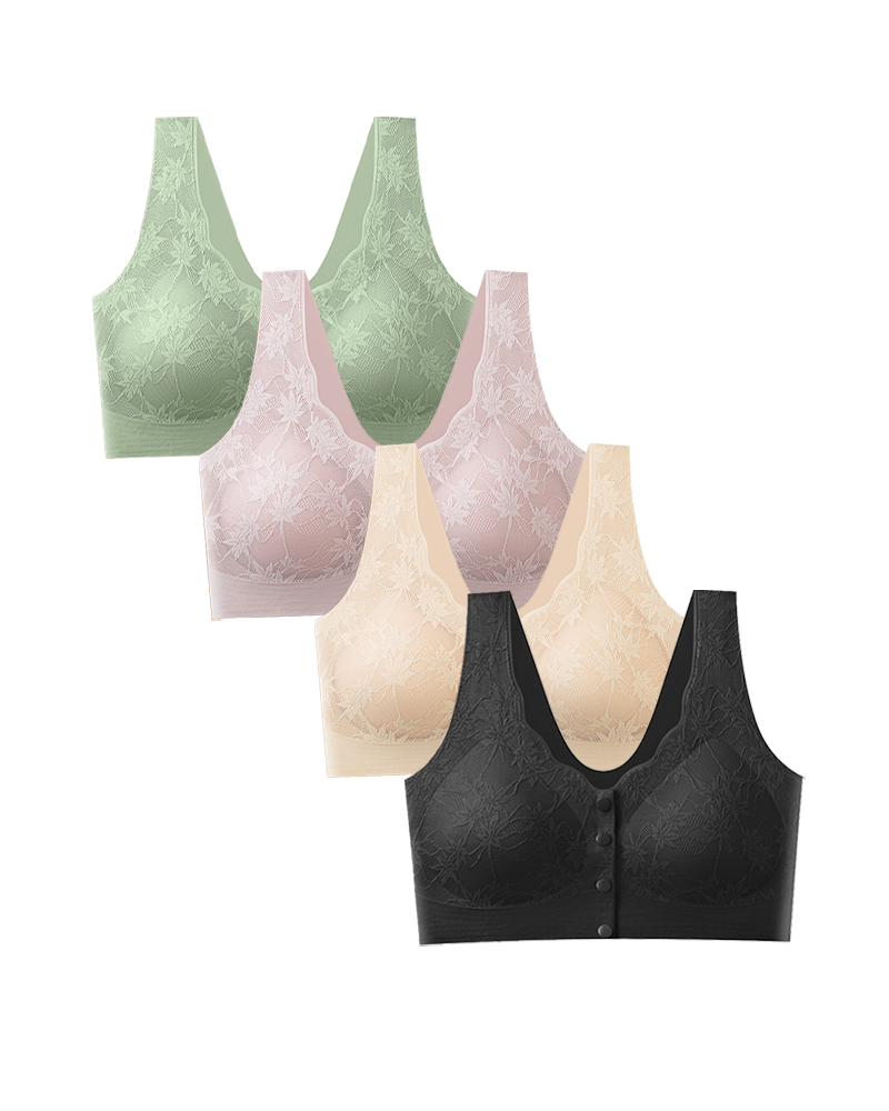 Calyssandra – Front Button Lace Push-Up Bra