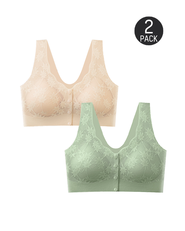 Calyssandra – Front Button Lace Push-Up Bra