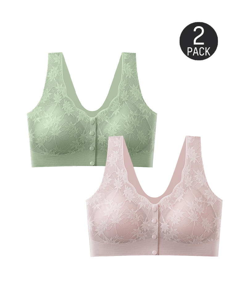 Calyssandra – Front Button Lace Push-Up Bra