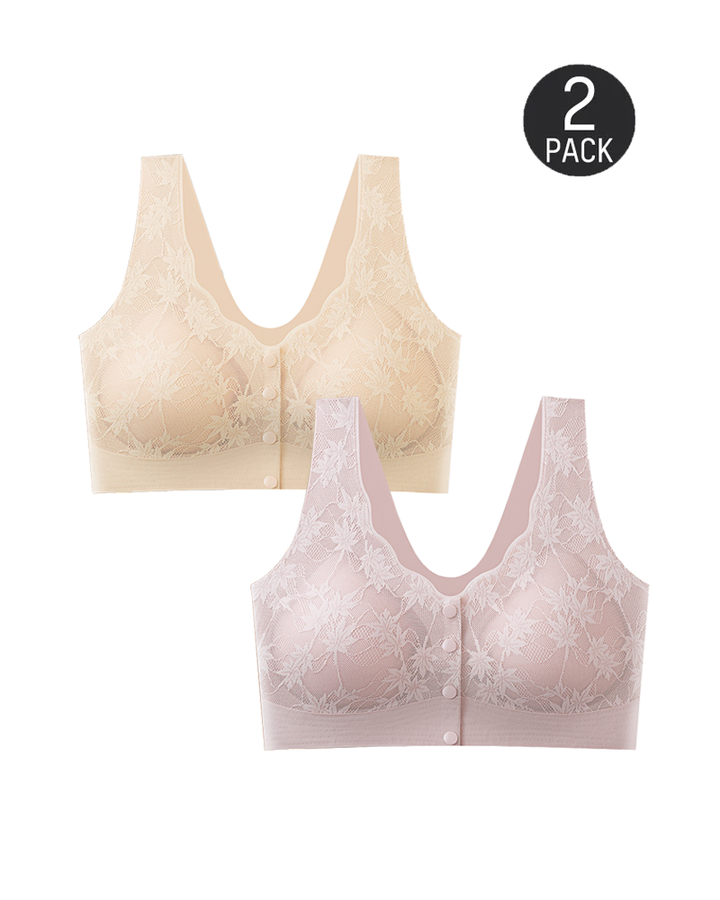 Calyssandra – Front Button Lace Push-Up Bra