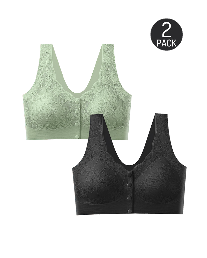 Calyssandra – Front Button Lace Push-Up Bra