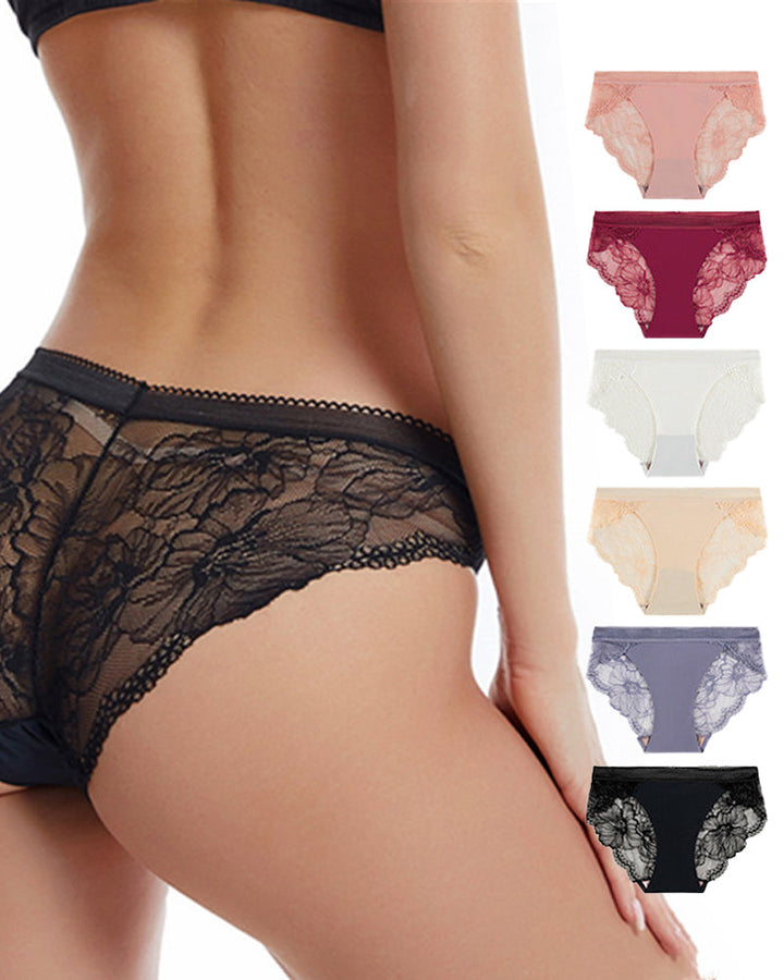 Evelynissei – Mid-Waist Ice Silk Lace Panties