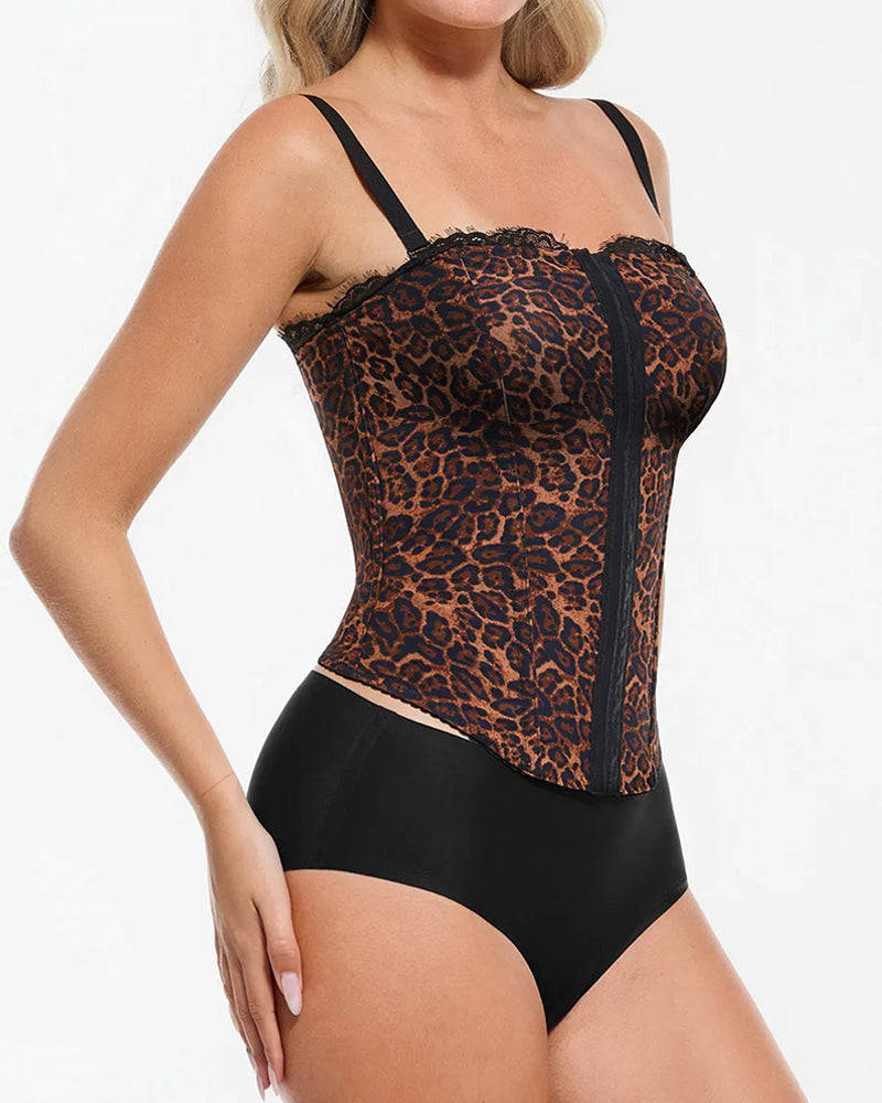 Sylvarenneis – Leopard Mesh Shaping Corset Top
