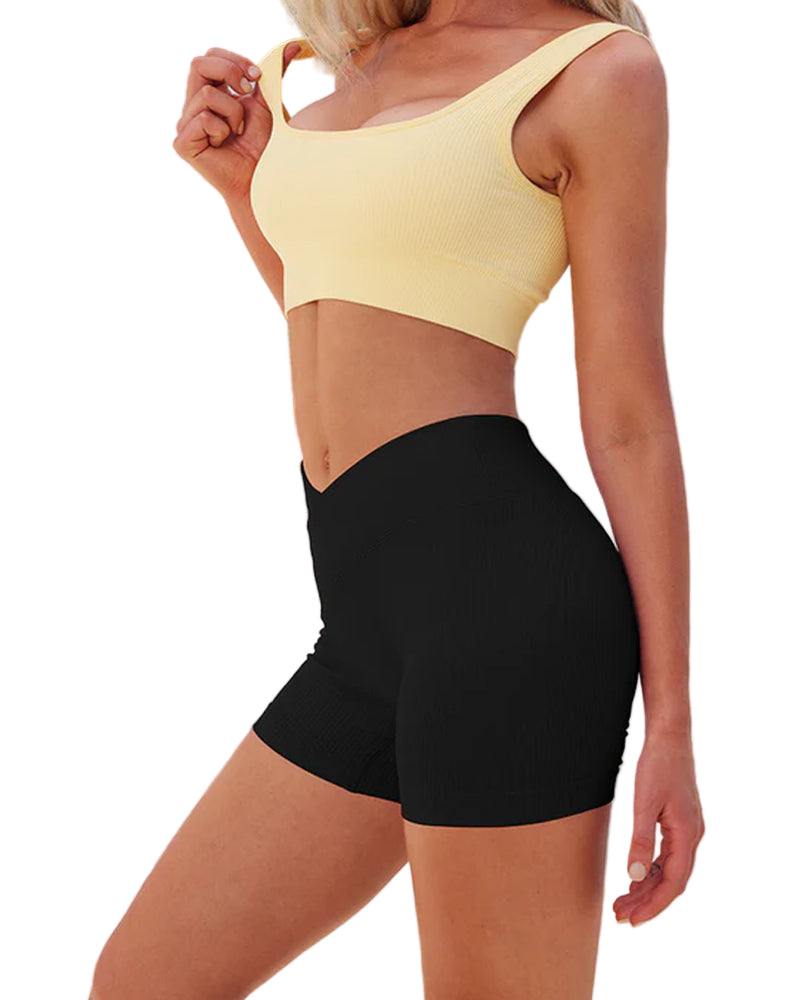 Sylvarinne – Ribbed High-Waist Yoga Shorts