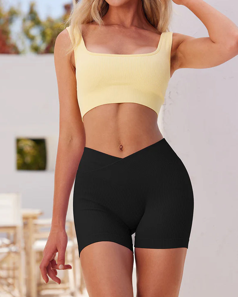 Sylvarinne – Ribbed High-Waist Yoga Shorts
