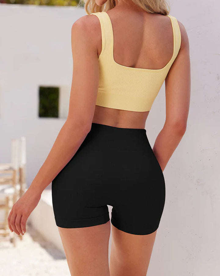 Sylvarinne – Ribbed High-Waist Yoga Shorts