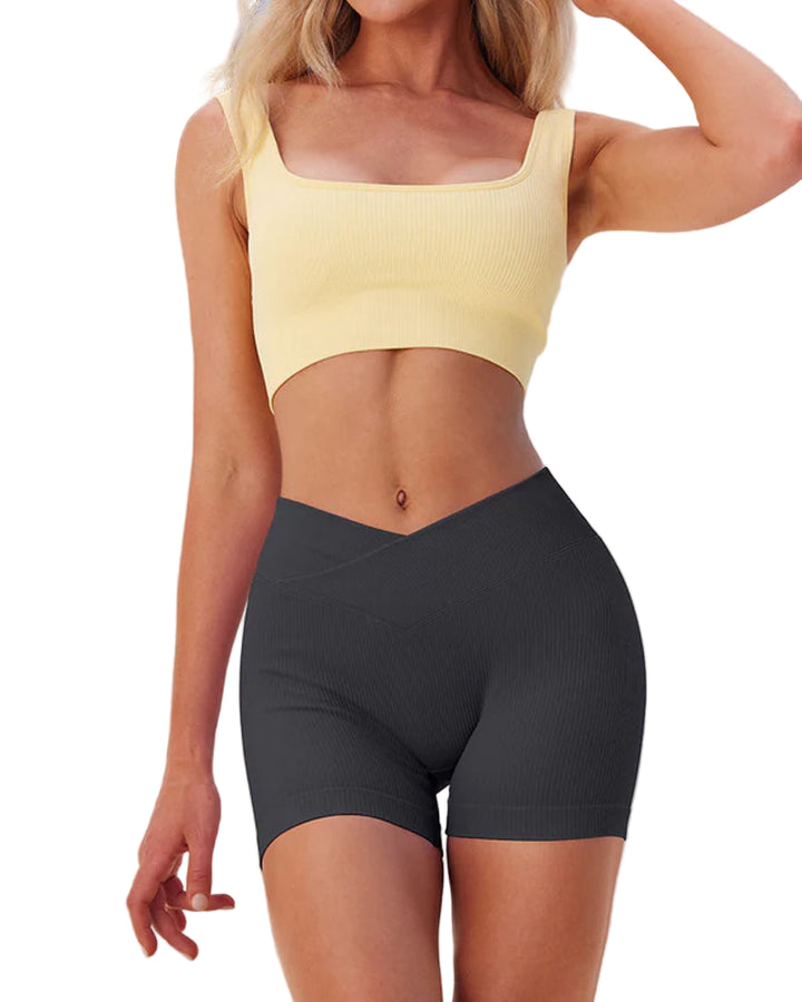 Sylvarinne – Ribbed High-Waist Yoga Shorts