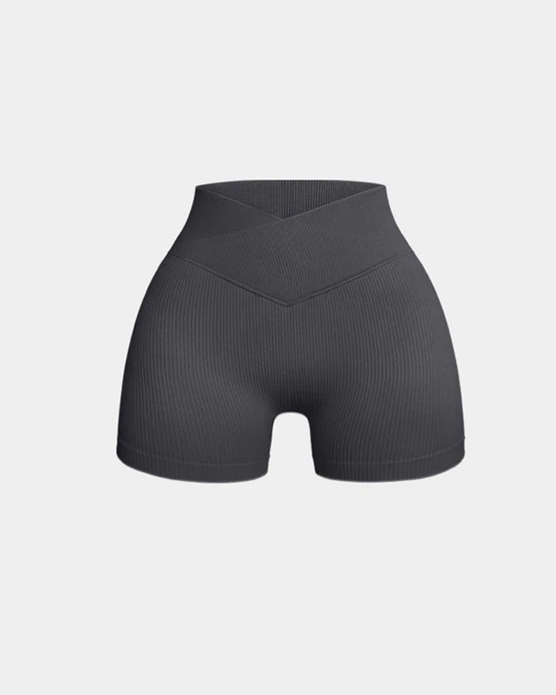 Sylvarinne – Ribbed High-Waist Yoga Shorts