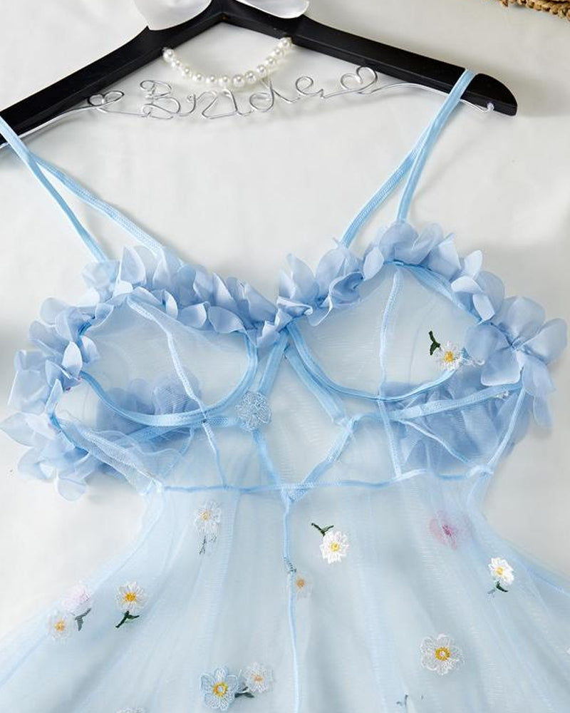 Elarienne – 3D Flower Lace Suspender Dress