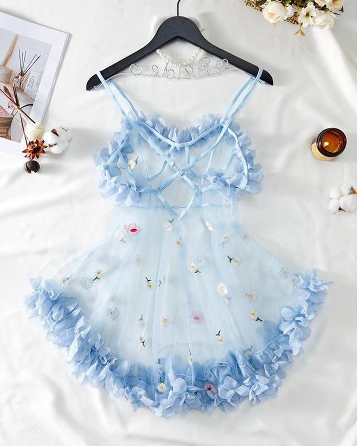 Elarienne – 3D Flower Lace Suspender Dress