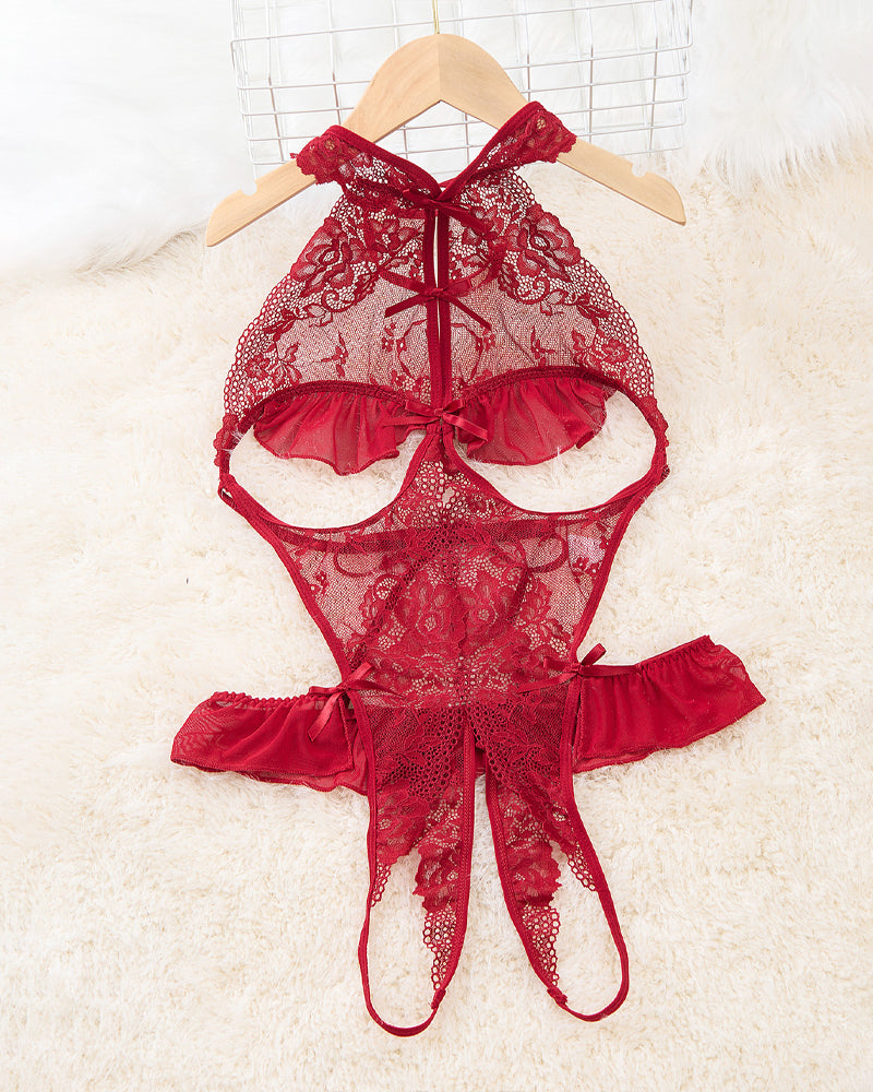 Elanyra – Backless Floral Lace Bodysuit