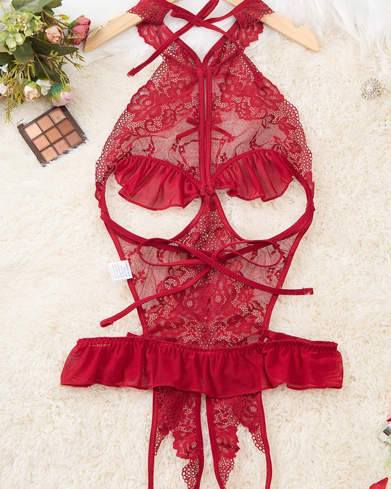 Elanyra – Backless Floral Lace Bodysuit