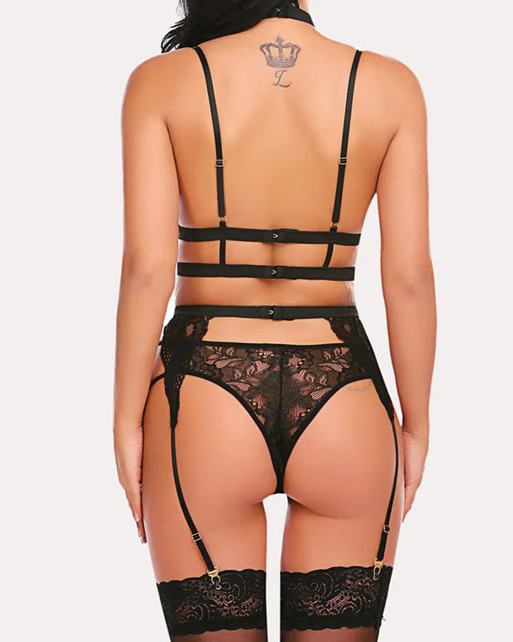 Faylisse – Colorblock Lace Suspender Lingerie Set