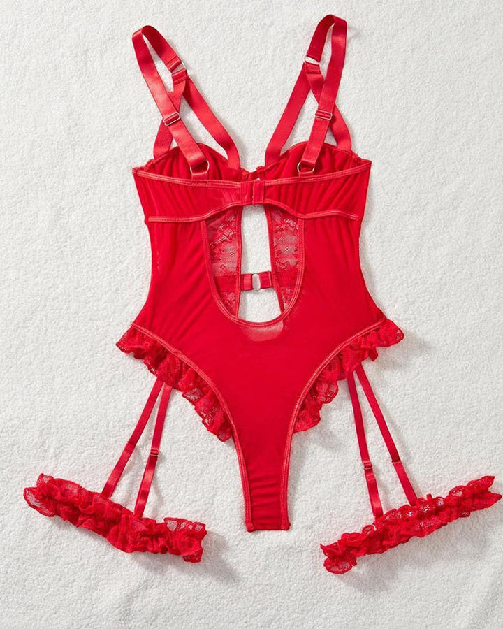 Cyralindrae – Lace Mesh One-Piece Pajamas