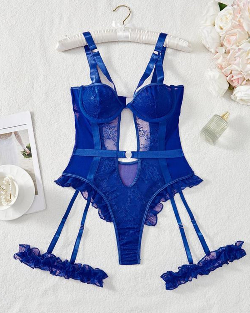 Cyralindrae – Lace Mesh One-Piece Pajamas