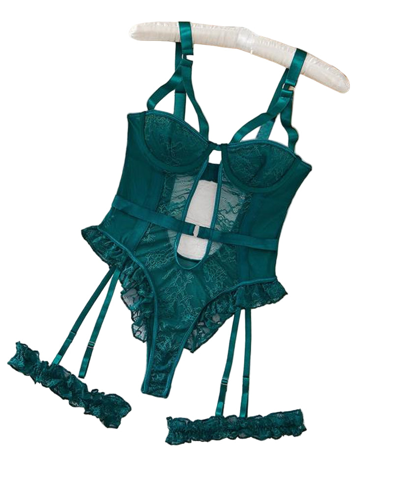 Cyralindrae – Lace Mesh One-Piece Pajamas