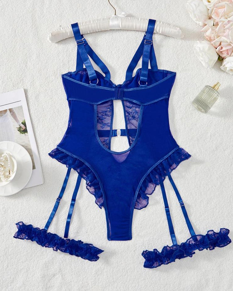 Cyralindrae – Lace Mesh One-Piece Pajamas