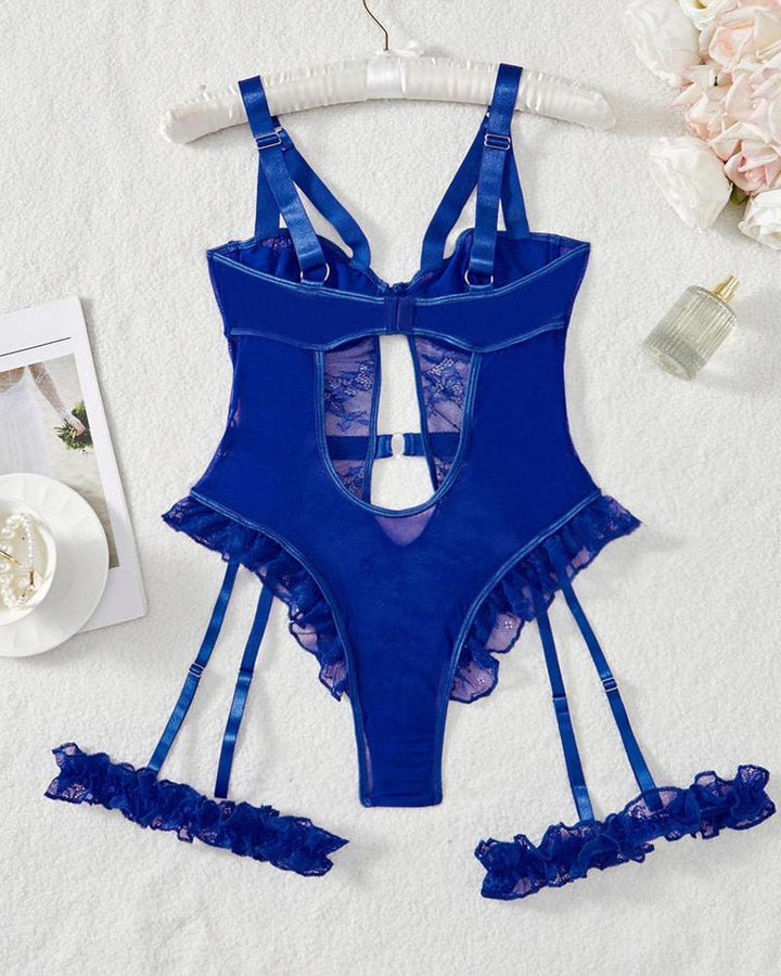 Cyralindrae – Lace Mesh One-Piece Pajamas