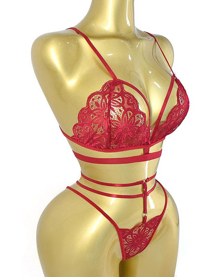 Elowira – Floral Lace Bra & Thong Set