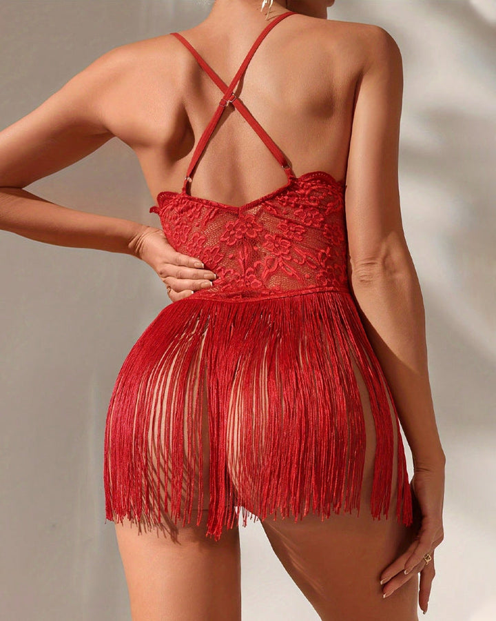 Calivessara – Lace Tassel Suspender Set