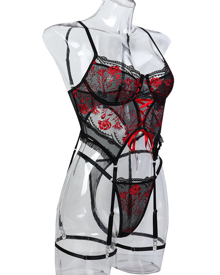 Melantha – Floral Embroidered Pajama Set