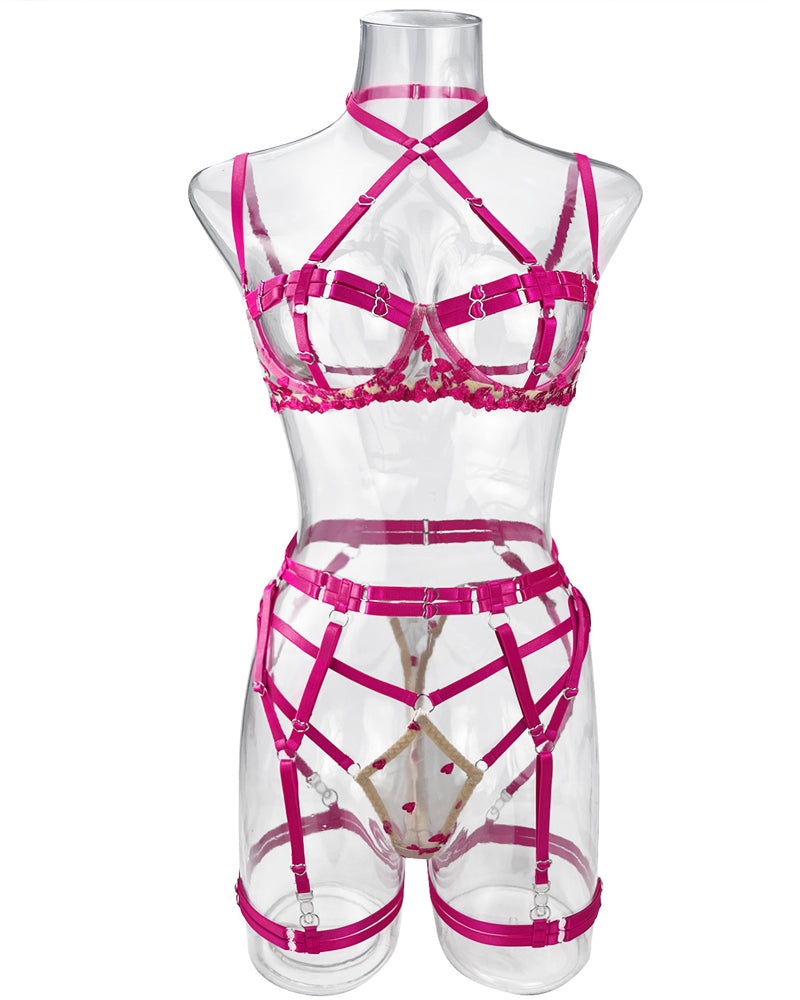 Rosalind – Two-Tone Lace Heart Set