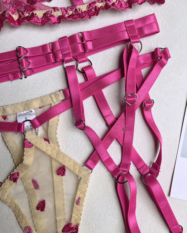 Rosalind – Two-Tone Lace Heart Set