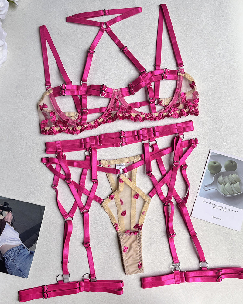 Rosalind – Two-Tone Lace Heart Set