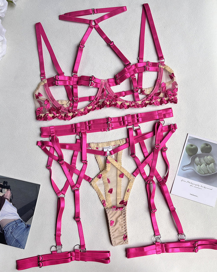 Rosalind – Two-Tone Lace Heart Set