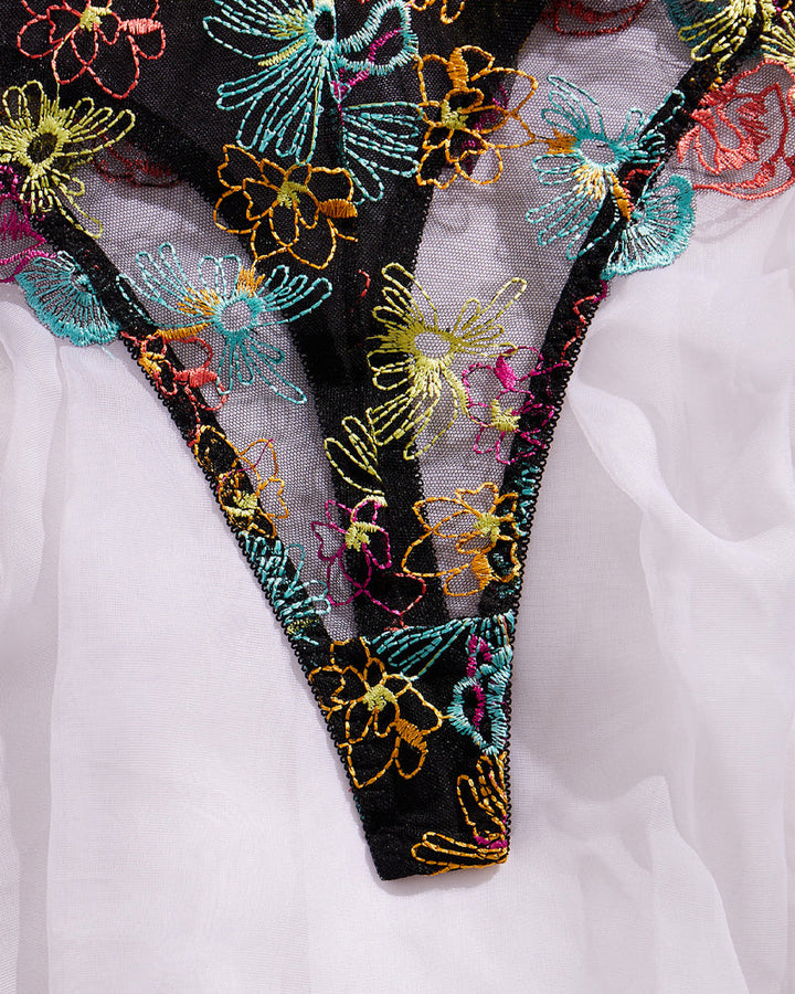 Amariel – Floral Embroidered Mesh Bodysuit