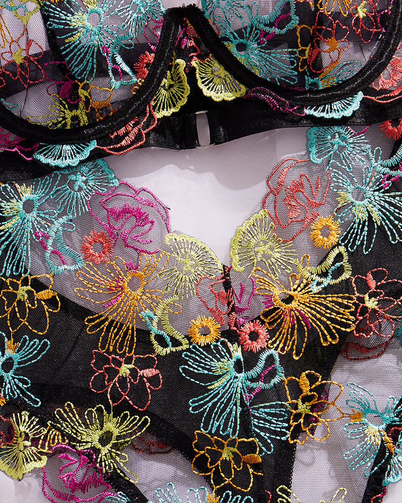 Amariel – Floral Embroidered Mesh Bodysuit