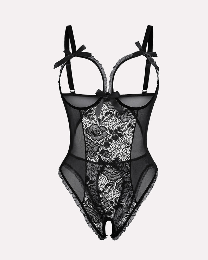 Sorvianne – Floral Lace Mesh Pajama Set