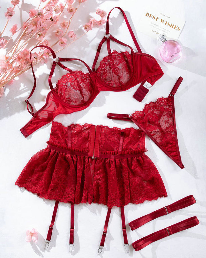 Clarisse – Lace Skirt Pajama Set