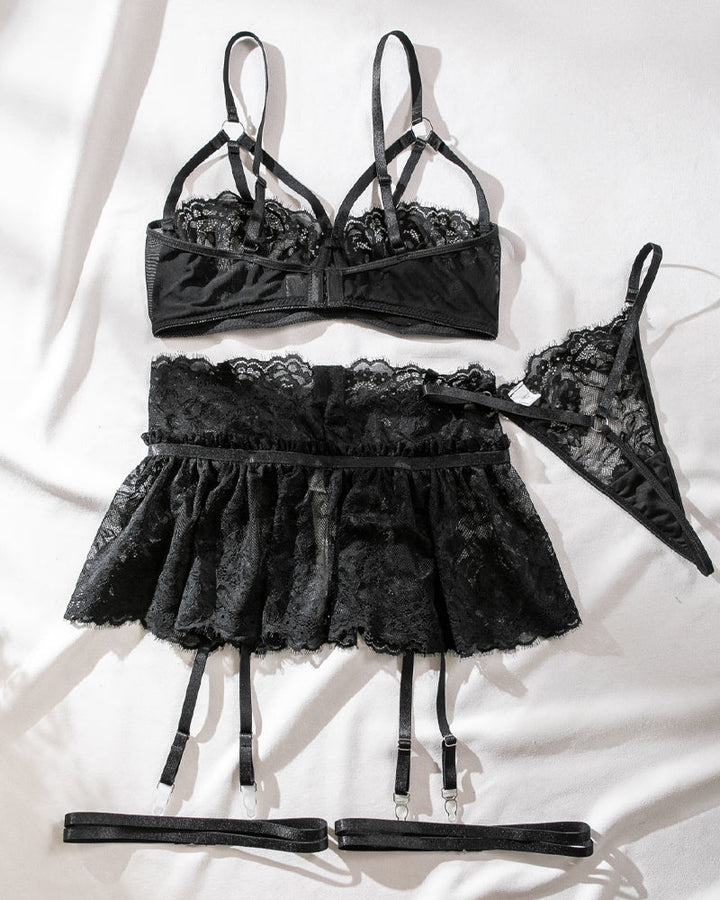 Clarisse – Lace Skirt Pajama Set